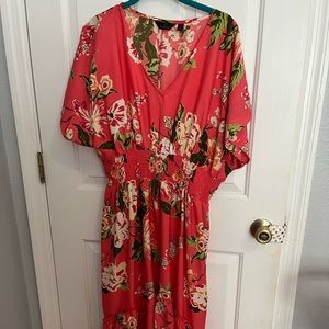 XL Coral floral hi-lo dress